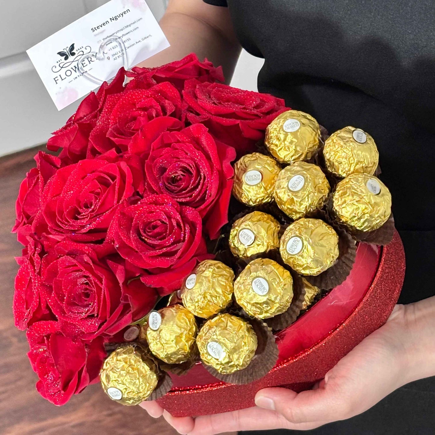 My Valentine Half roses and half chocolate - Flowery